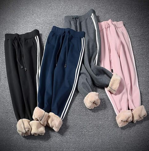بنطلون رياضي نسائي شتوي مبطن بقماش الشيربا من Aprsfn مع سروال رياضي دافئ برباط in Kuwait