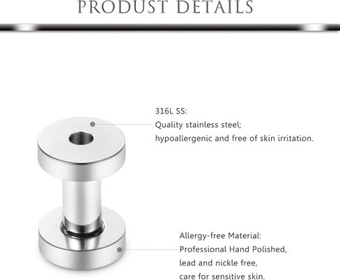 Hoeudjo 12 قطعة من سدادات الأنفاق الملائمة 14G-00G من الفولاذ الجراحي لتمديد الأذن مجموعة قياس توسيع للنساء والرجال in Kuwait