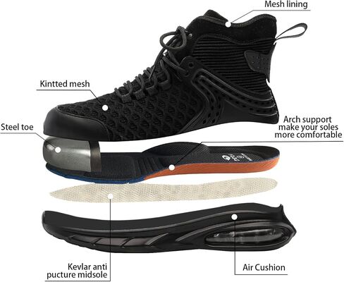 DRKA Steel Toe Shoes for Men,Lightweight Breathable Air Cushion Sneaker,Mens Indestructible Shoes,Slip Resistant Comfortable Safety Work Shoes Industrial Construction Footwear in Saudi Arabia