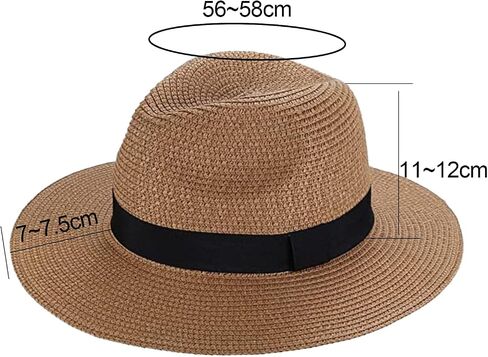Straw Panama Hat,Sun Straw Fedora Beach Hat Fine Braid UPF50+, Classic Wide Brim Felt Panama Hat for Women in Saudi Arabia