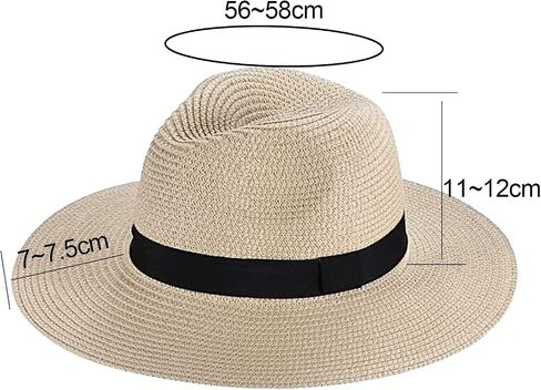 Straw Panama Hat,Sun Straw Fedora Beach Hat Fine Braid UPF50+, Classic Wide Brim Felt Panama Hat for Women in Saudi Arabia
