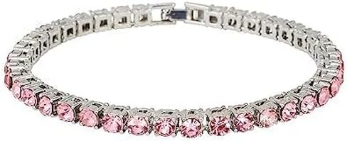 ساعة تشارلز ريموند للنساء مرصعة بالألماس بالكامل وسوار تنس وردي اللون - ST10327LA in Kuwait