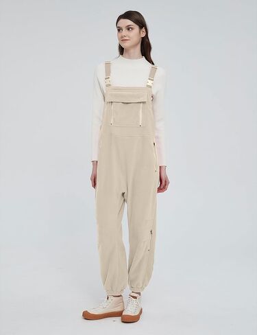 سيك مي افرهول من الصوف للنساء من قطعة واحدة باشرطة بحمالات قابلة للتعديل للتدفئة في الشتاء، سروال تزلج زغبي in Kuwait