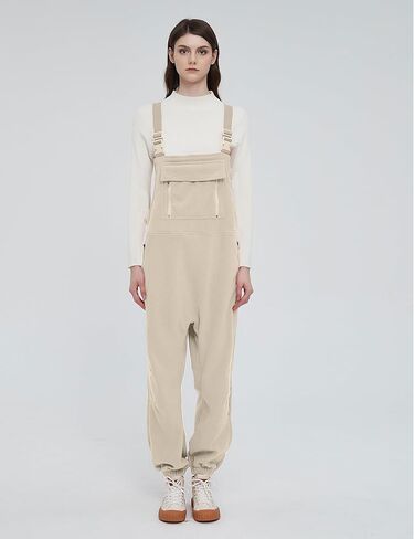 سيك مي افرهول من الصوف للنساء من قطعة واحدة باشرطة بحمالات قابلة للتعديل للتدفئة في الشتاء، سروال تزلج زغبي in Kuwait