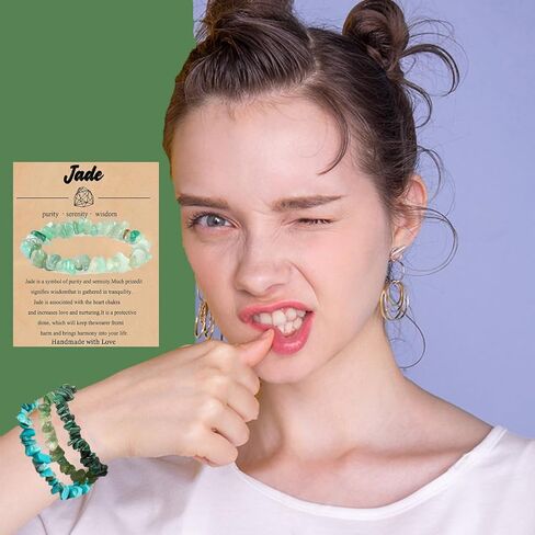 srobenz 12 جهاز كمبيوتر شخصى شفاء بلورات رقاقة الأساور مجموعة للنساء أساور الأحجار الكريمة الطبيعية الملونة الحصى الخرزة أساور غير النظامية رقائق الخرز سوار الريكي تمتد مطرز أساور مجوهرات صناديق الهدايا in Kuwait