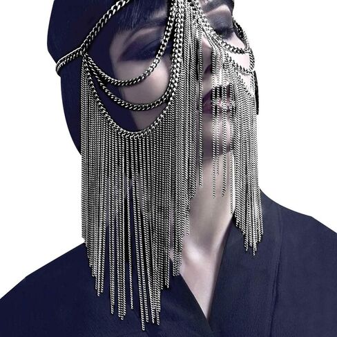 AIBEARTY Women Masquerade Metal Head Chain Mask Face Headwear Chain Jewelry for Party Nightclub Dance Halloween Cosplay in Kuwait