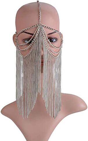 AIBEARTY Women Masquerade Metal Head Chain Mask Face Headwear Chain Jewelry for Party Nightclub Dance Halloween Cosplay in Kuwait