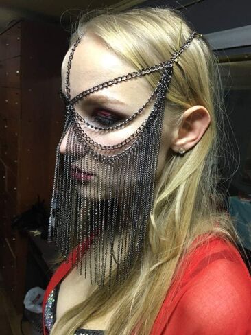 AIBEARTY Women Masquerade Metal Head Chain Mask Face Headwear Chain Jewelry for Party Nightclub Dance Halloween Cosplay in Kuwait