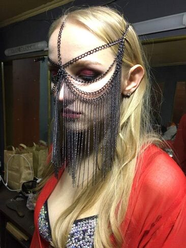 AIBEARTY Women Masquerade Metal Head Chain Mask Face Headwear Chain Jewelry for Party Nightclub Dance Halloween Cosplay in Kuwait