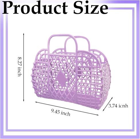 Quaocens 8 Pcs Jelly Purse Jelly Bags,Plastic Jelly Basket Purse Bags Beach Bag,Reusable Jelly Purse Tote Bag Pack for Kid Women（Purple） in Kuwait