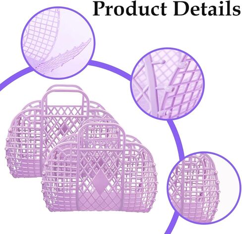 Quaocens 8 Pcs Jelly Purse Jelly Bags,Plastic Jelly Basket Purse Bags Beach Bag,Reusable Jelly Purse Tote Bag Pack for Kid Women（Purple） in Kuwait