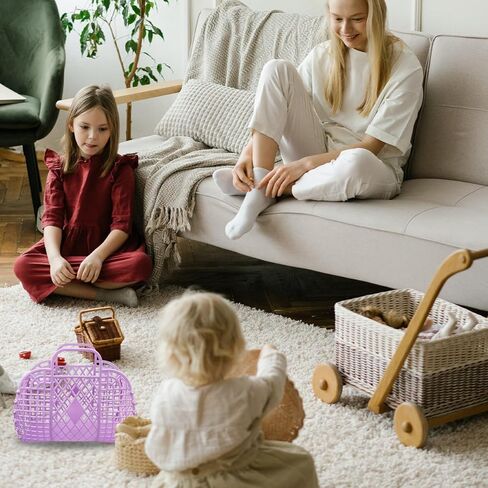 Quaocens 8 Pcs Jelly Purse Jelly Bags,Plastic Jelly Basket Purse Bags Beach Bag,Reusable Jelly Purse Tote Bag Pack for Kid Women（Purple） in Kuwait