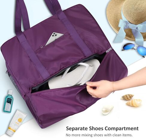 SKYREH Large Beach Bag, Waterproof Quick Dry Mesh Gym Tote Duffel Bag with Wet/Shoes Compartments for Sports Weekender Travel in Kuwait