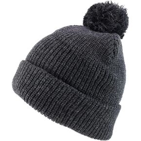 Trendy Apparel Shop XXL Oversized Solid Pom Pom Winter Ribbed Cuffed Beanie