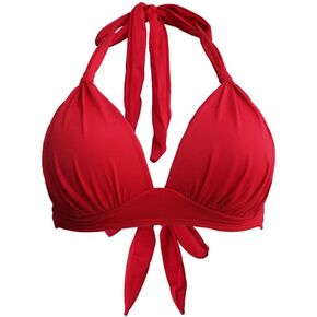 RUMONTY Women's Halter Ruffled Bikini Top Plus Size Molded Soft Pads Swimsuit Push Up Bow Swimwear in Saudi Arabia