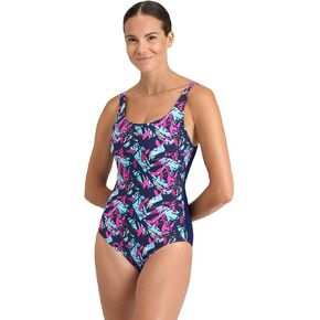 ARENA Women's Standard Bodylift Francy Wing Back B-Cup Swimsuit, Navy-Freak Rose Multi, 34 in Kuwait