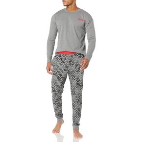 HUGO Men's Monogram Logo Long Sleeve and Cuffed Pant Pajama Set in Saudi Arabia