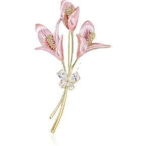 Aishgjia Girls Women Gold Lily Brooch Pin Elegant Flower Rhinestone Lapel Pin for Coats Jackets Sweaters Accessories Jewelry Christmas in Kuwait