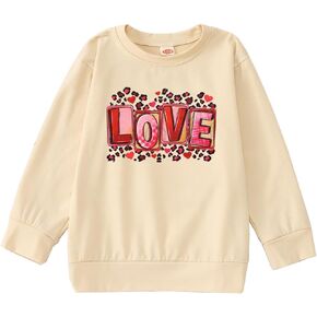 CM C & M WODRO Kid Valentine Sweatshirt طفلة لطيف الحب كلمة طباعة Crewneck البلوز كم طويل المتضخم قمصان أعلى