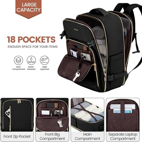LOVEVOOK Carry on Backpack, Travel Backpack for Women Flight Approved, Large Waterproof Personal Item Travel Bag with 3 Packing Cubes, Luggage Daypack Weekender Overnight Backpack in Saudi Arabia