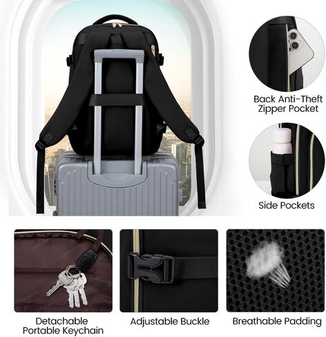LOVEVOOK Carry on Backpack, Travel Backpack for Women Flight Approved, Large Waterproof Personal Item Travel Bag with 3 Packing Cubes, Luggage Daypack Weekender Overnight Backpack in Saudi Arabia