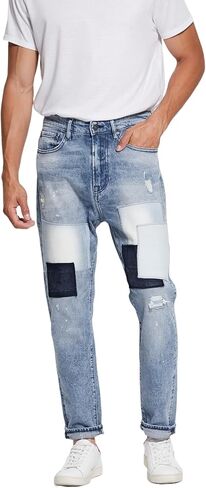 GUESS Men's Eco Relaxed Tapered Cropped Jeans in Saudi Arabia
