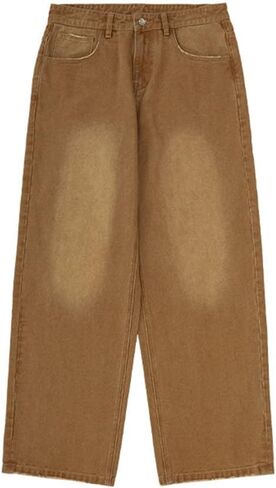 KGYA Men's Baggy Classic Hip Hop Jeans, Relaxed Fit Oversized Comfort Gradient Thighs Plain Skateboard Denim Pants in Kuwait