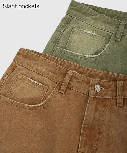 KGYA Men's Baggy Classic Hip Hop Jeans, Relaxed Fit Oversized Comfort Gradient Thighs Plain Skateboard Denim Pants in Kuwait