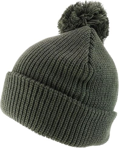 Trendy Apparel Shop XXL Oversized Solid Pom Pom Winter Ribbed Cuffed Beanie in Saudi Arabia
