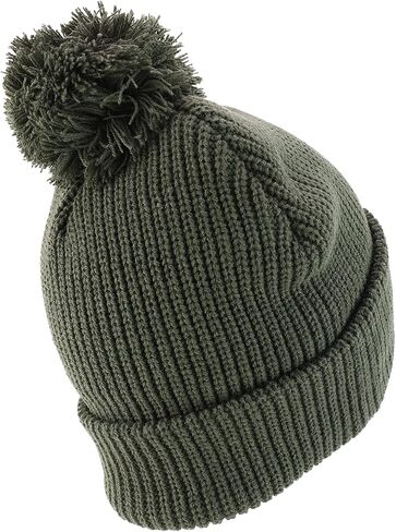 Trendy Apparel Shop XXL Oversized Solid Pom Pom Winter Ribbed Cuffed Beanie in Saudi Arabia