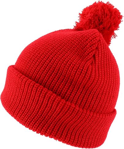 Trendy Apparel Shop XXL Oversized Solid Pom Pom Winter Ribbed Cuffed Beanie in Saudi Arabia