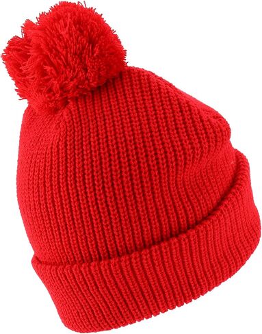 Trendy Apparel Shop XXL Oversized Solid Pom Pom Winter Ribbed Cuffed Beanie in Saudi Arabia