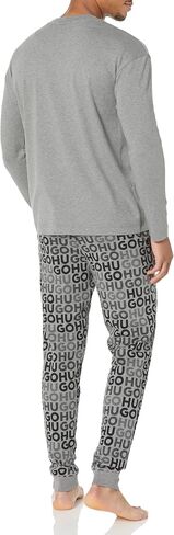 HUGO Men's Monogram Logo Long Sleeve and Cuffed Pant Pajama Set in Saudi Arabia