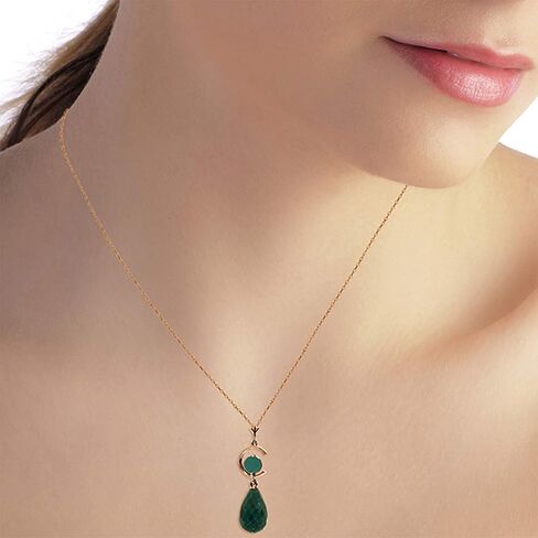 Galaxy Gold GG 14K Solid Gold Necklace with Natural Emeralds in Saudi Arabia