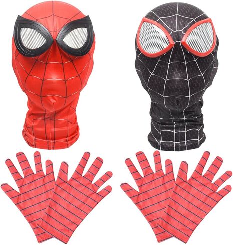 VIEKIER Super Hero Mask Fancy Dress Mask Spider Mask Hero Party Mask Cartoon Launcher Gloves Children Masks Dress Up Spider Cosplay Mask for Kid and Adult in Kuwait