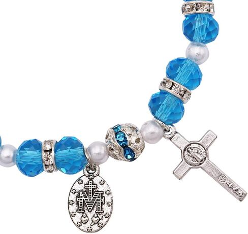 Rosemarie Collections Women's Beaded Stretch Rosary Bracelet with Crucifix and Miraculous Medal in Saudi Arabia