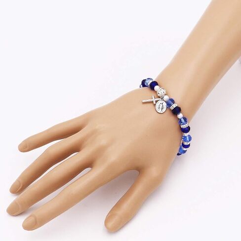 Rosemarie Collections Women's Beaded Stretch Rosary Bracelet with Crucifix and Miraculous Medal in Saudi Arabia
