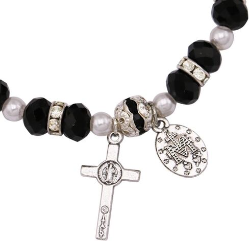 Rosemarie Collections Women's Beaded Stretch Rosary Bracelet with Crucifix and Miraculous Medal in Saudi Arabia