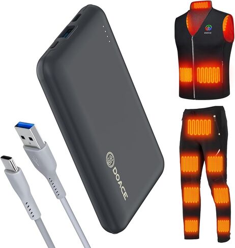 DOACE سترة ساخنة للرجال والنساء، سترة التدفئة الكهربائية الذكية القابلة لإعادة الشحن XL، مع بطارية 10000 مللي أمبير 5 فولت / 3 أمبير in Kuwait