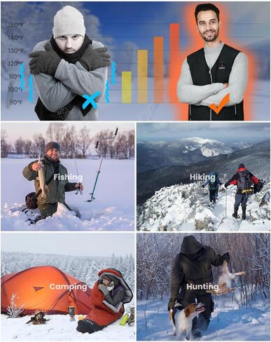 DOACE سترة ساخنة للرجال والنساء، سترة التدفئة الكهربائية الذكية القابلة لإعادة الشحن XL، مع بطارية 10000 مللي أمبير 5 فولت / 3 أمبير in Kuwait