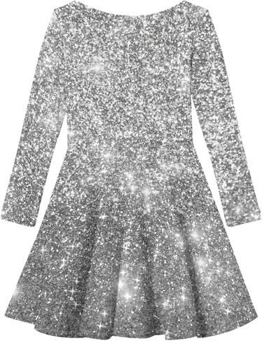 Girls Casual Long Sleeve T Shirt Dress Twirly Swing Graphic Print Novelty A Line Dress in Saudi Arabia
