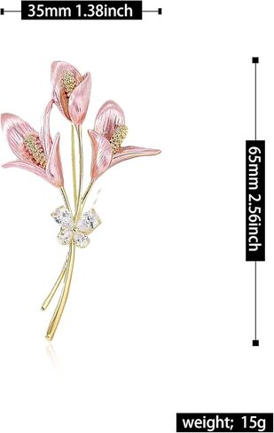 Aishgjia Girls Women Gold Lily Brooch Pin Elegant Flower Rhinestone Lapel Pin for Coats Jackets Sweaters Accessories Jewelry Christmas in Kuwait