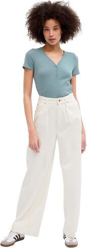 GAP Women's Ribbed Short Sleeve Henley in Saudi Arabia