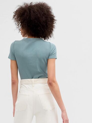 GAP Women's Ribbed Short Sleeve Henley in Saudi Arabia