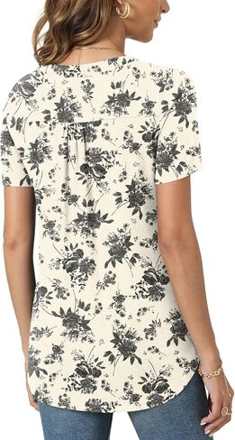 Bestbee Women's Short Sleeve Button-Down Shirts V Neck Tunic Tops 2024 Summer Tops Casual T-Shirts Loose Fit Blouses in Kuwait