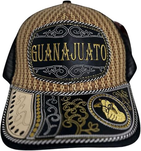 Straw Design Rodeo Cowboy with Mexican State Trucker Mesh Baseball Cap Gorra Artesanal con Bordado del Estado in Saudi Arabia