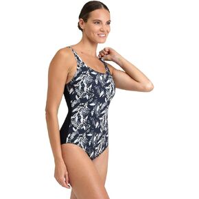 ARENA Women's Standard Bodylift Francy Wing Back B-Cup Swimsuit, Black-White Multi, 36 in Kuwait