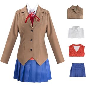 Alyfyto Monika Cosplay Costume,Yuri Ddlc Cosplay,Sayori Cosplay,Women's Anime School Uniform Full Set in Saudi Arabia
