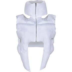 Novaorily Women's Fashion Sleeveless Warm Crop Vest Casual Lightweight Puffer Vest Outwear Cute Cutout Zipper Padded Gilet in Kuwait