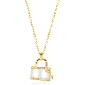 عقد بقفل ذهبي للنساء من اونبريج، سلسلة مفاتيح من الستانلس ستيل مرصعة بحجر الزركونيا المكعب، قلادة للازواج، سلسلة ذهبية للنساء in Kuwait